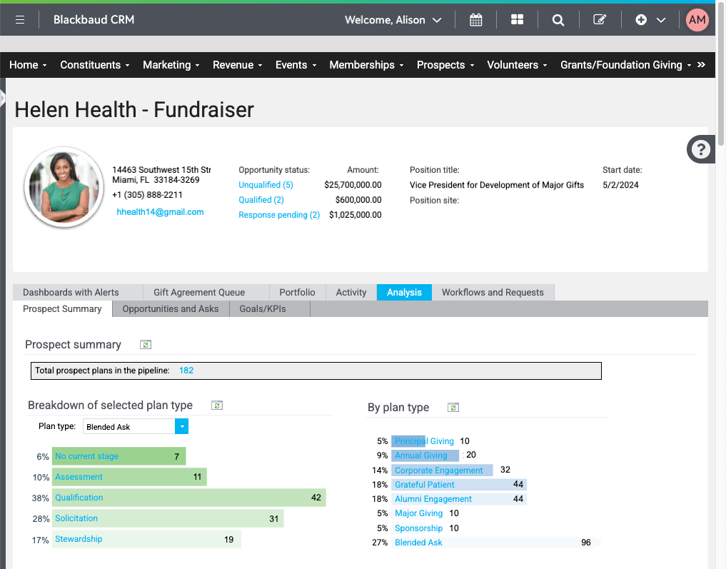 screenshot of Blackbaud CRM
